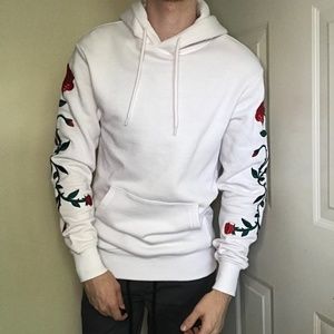 Men's H&M White Hoodie with Roses
